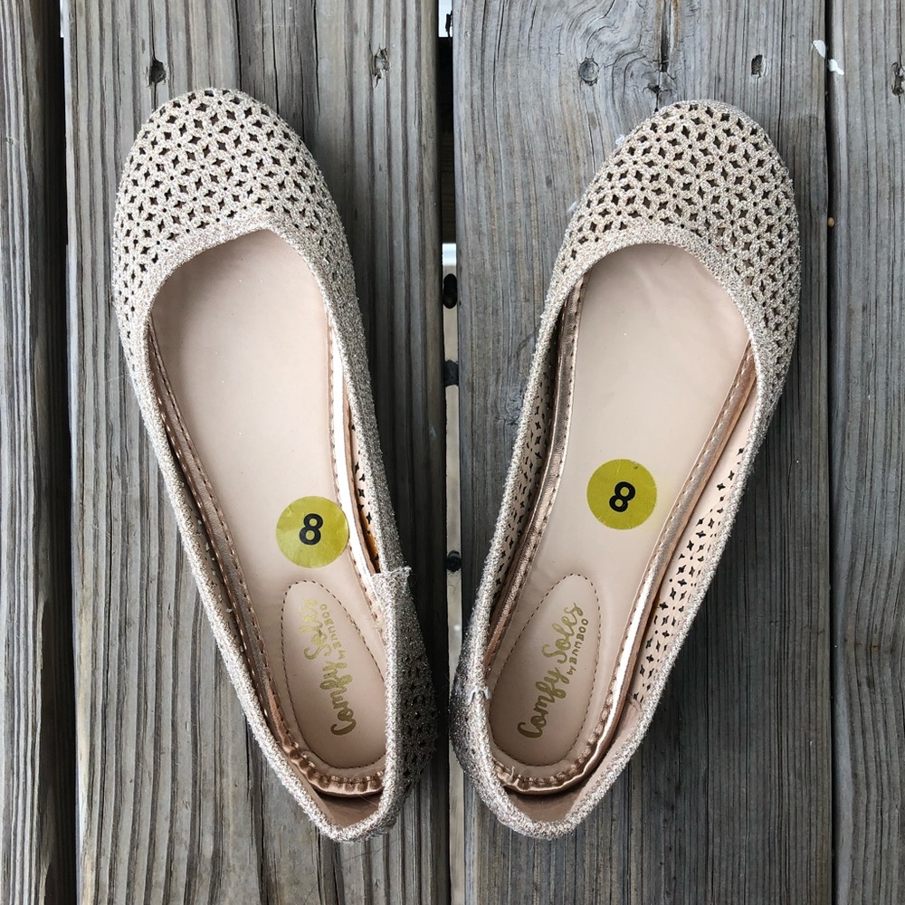 Sparkly Gold Ballet Flats